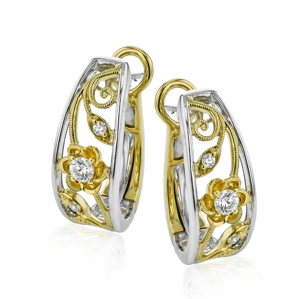 Simon G - 18K 2T Trellis Earring with Diamonds