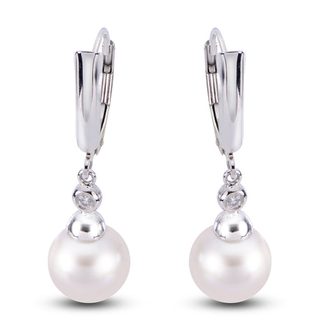 SS Pearl and Diamond Earrings