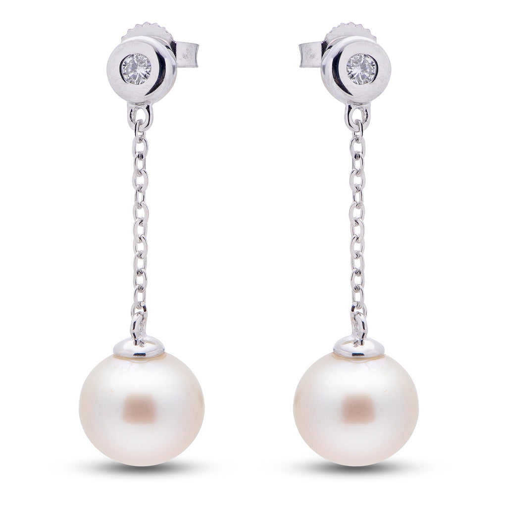 14K Pearl and Diamond Earrings