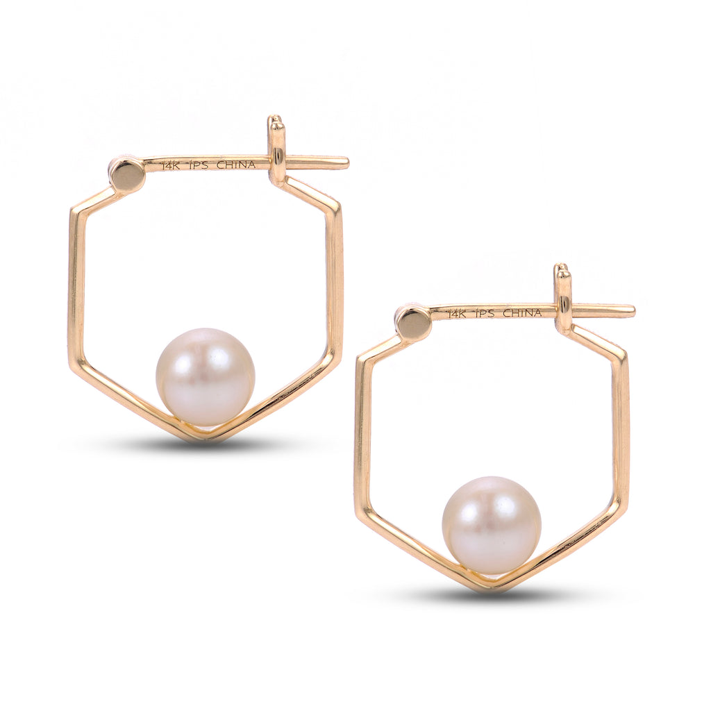 14K Cultured Pearl Geometric Earrings