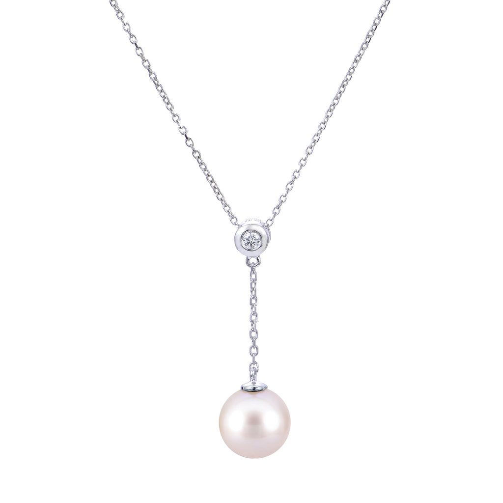 14K Freshwater Pearl & Diamond Pendant