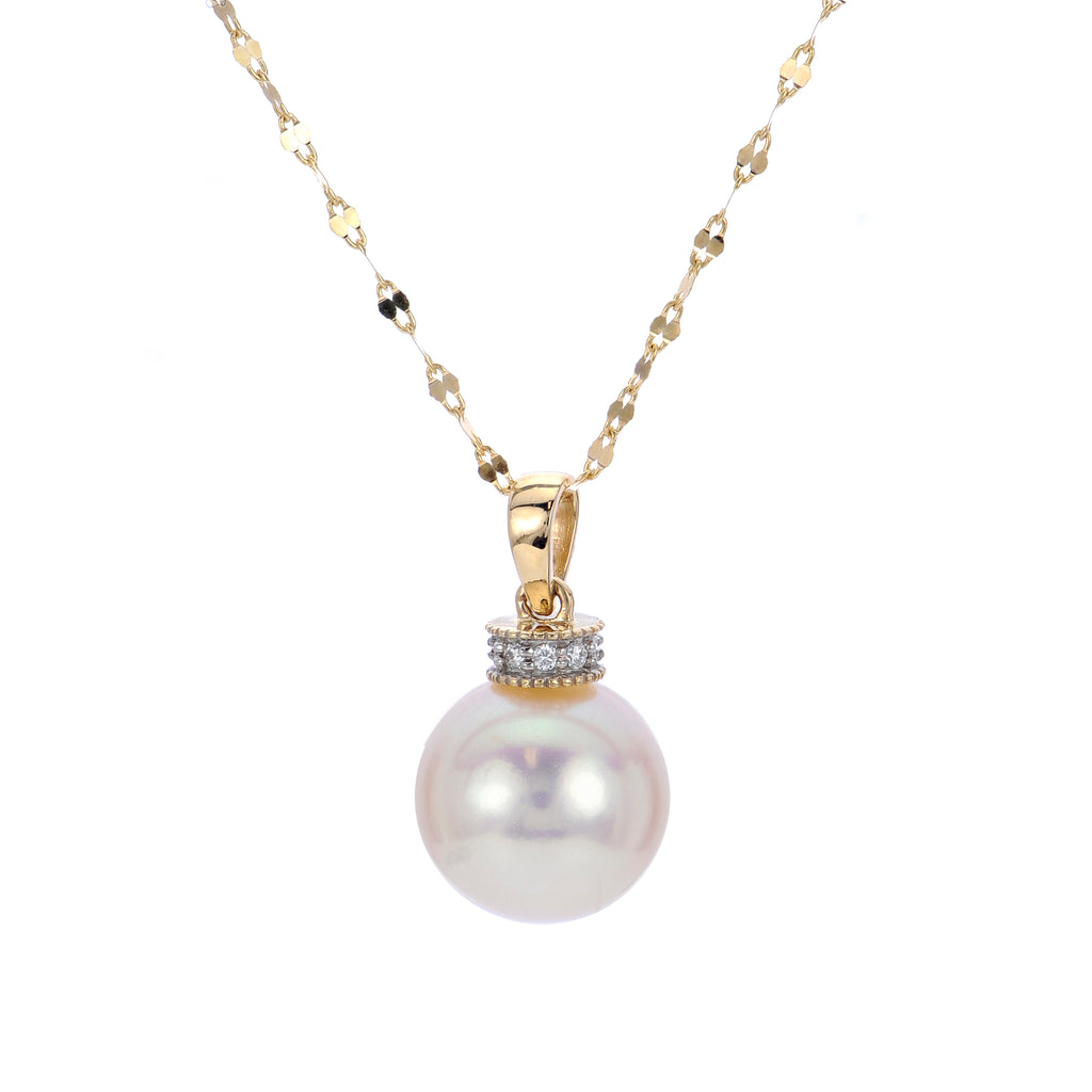 14K Pearl and Diamond Pendant