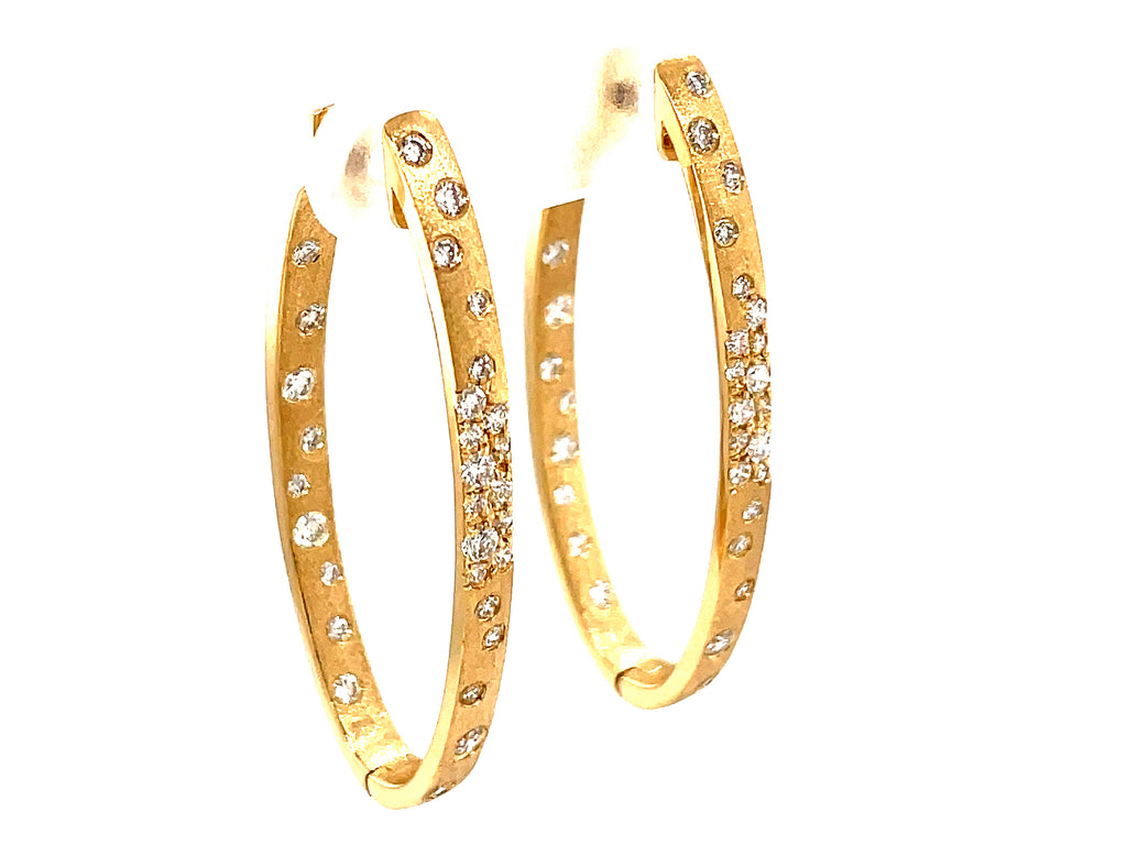 Diamond Oval Hoop Earrings