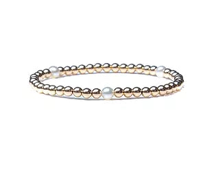 Annabelle's Collection Gold filled 4mm bracelet w/ 3 pearls