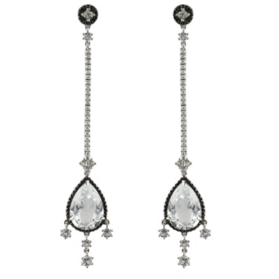 Doves - 18K White Gold and Topaz Earrings