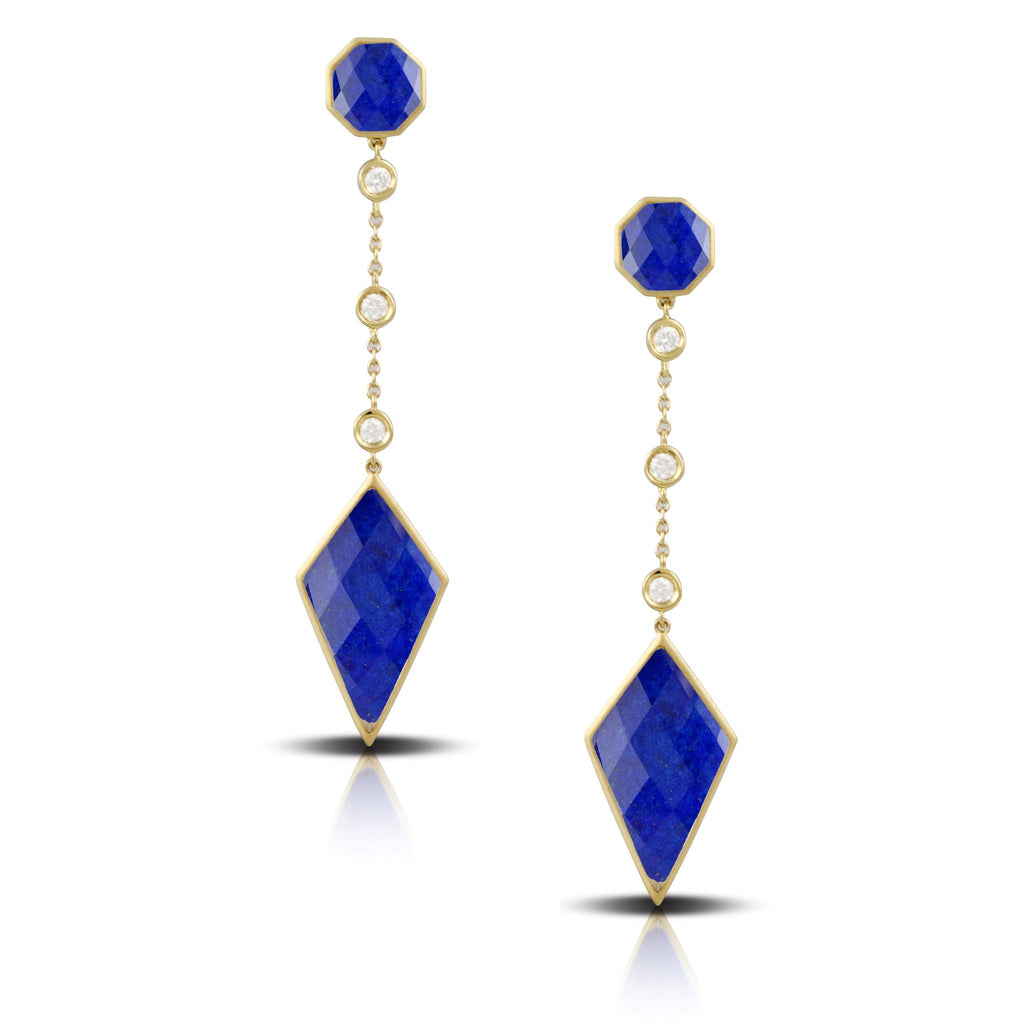 18K Diamond & Lapis Earrings