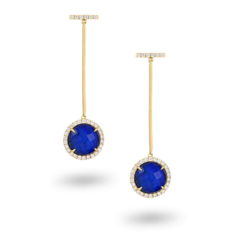 Diamond & Blue Lapis Drop Earrings