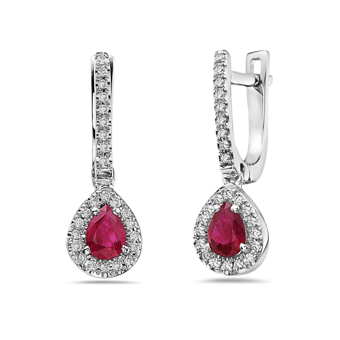 Ruby and Diamond Teardrop Earrings