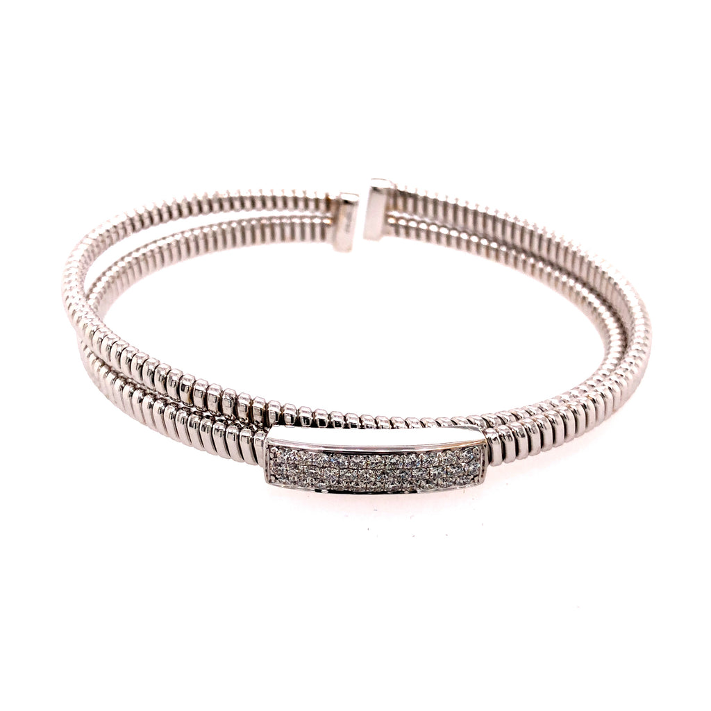 18K WG Twist Diamond Bangle