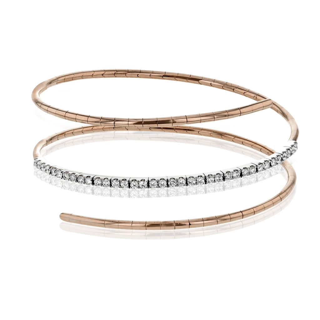 Simon G - 18K 2-Tone Flexible Diamond Bangle