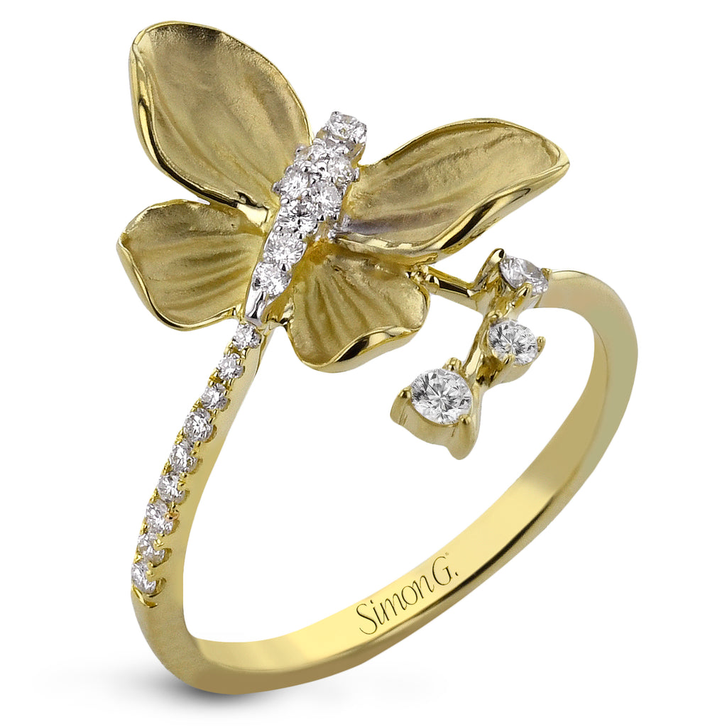 Simon G - 18K YG Diamond Butterfly Ring