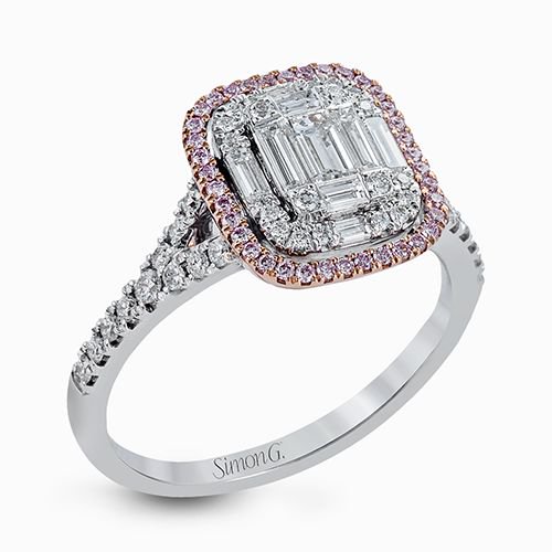 18K Mosaic Princess Halo Ring