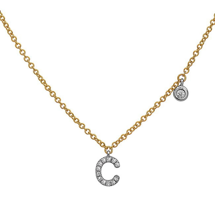 2-Tone Diamond Initial Necklace