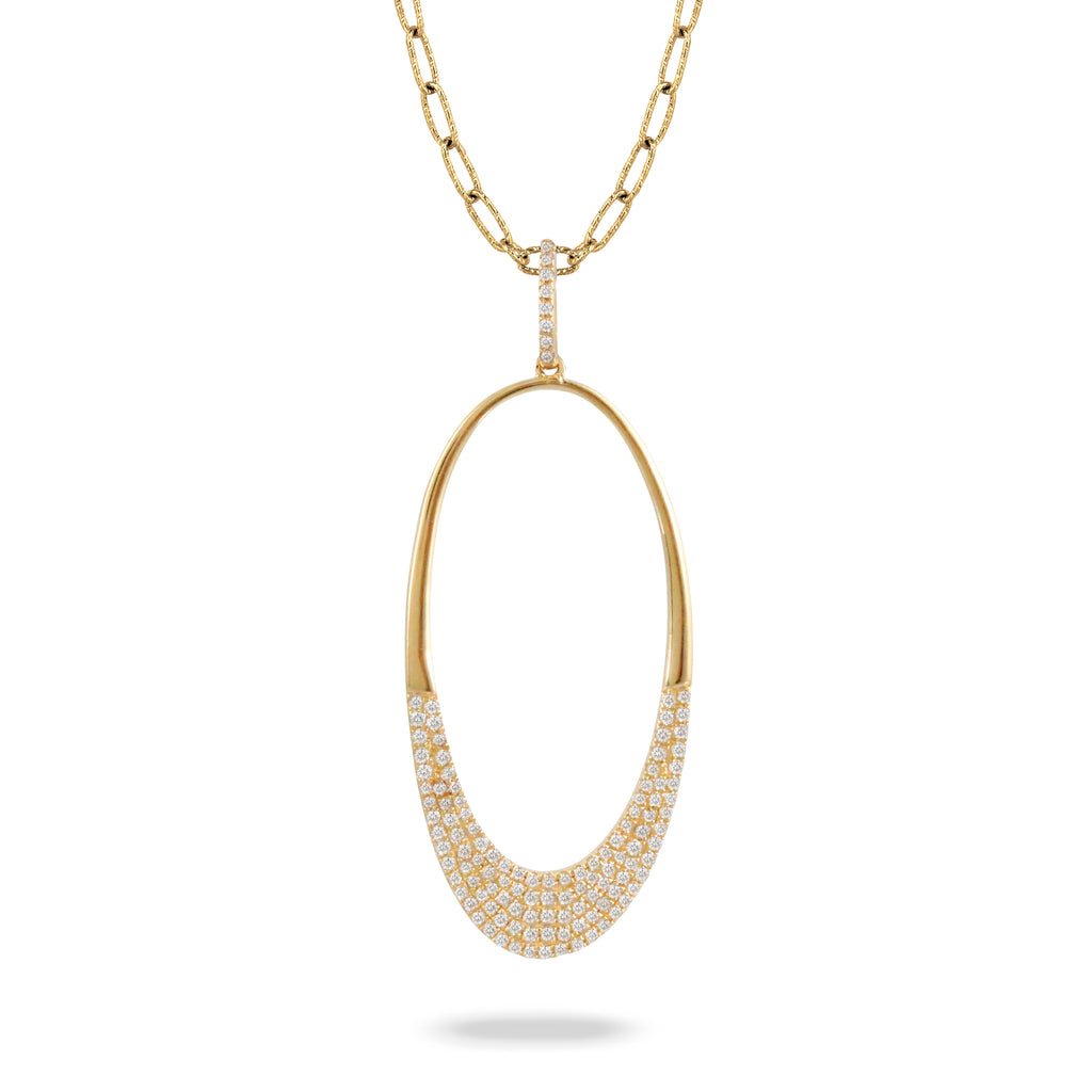Doves - 14K YG Diamond Oval Pendant