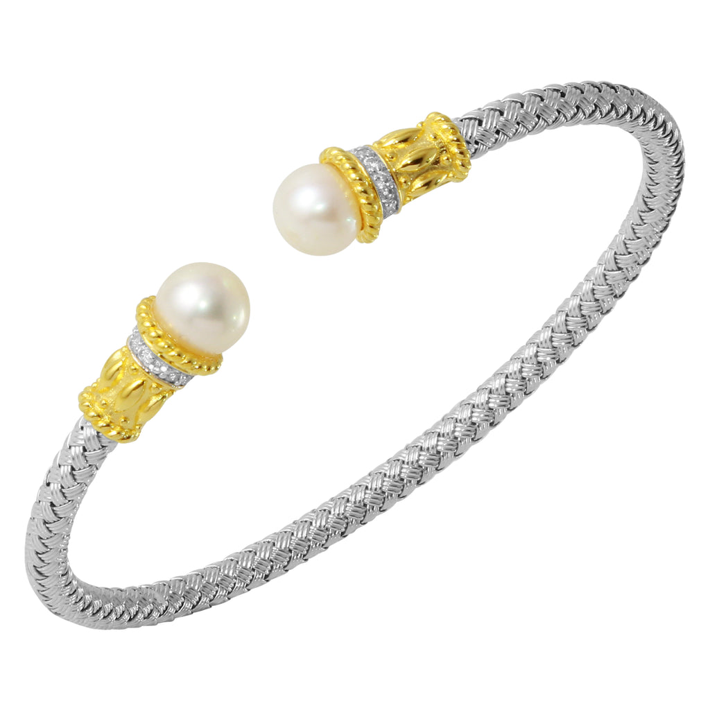 2-Tone 4mm Mesh Cuff w/ Pearls