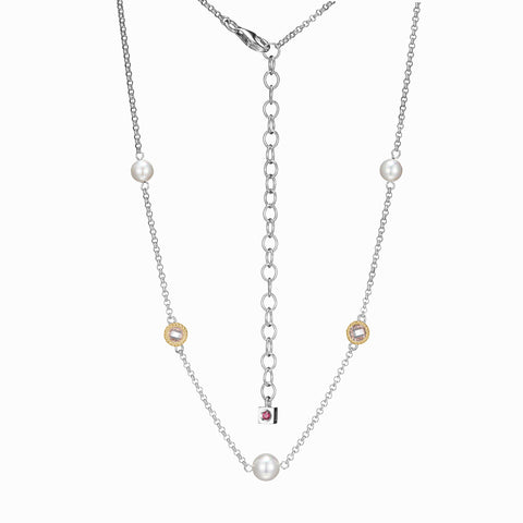 2-Tone Pearl & Crystal Necklace