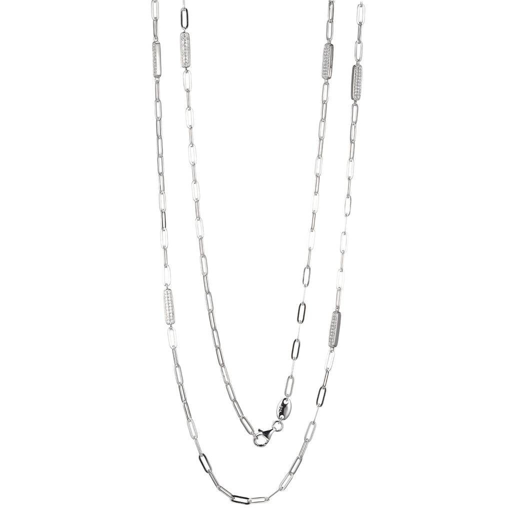 Paperclip Necklace with Rectangular Crystal Stations