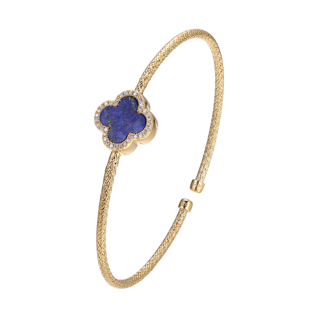 Lapis & Crystal Clover Cuff