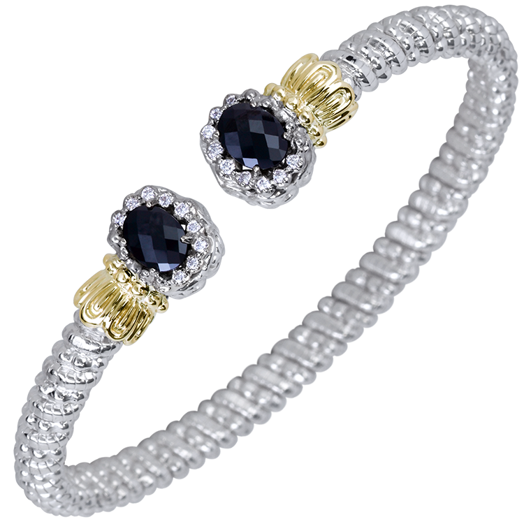 Vahan - 14K Gold & Sterling Silver Diamond Bracelet Black Onyx