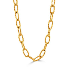 18K YG 18-INCH Textured Oval Link Fancy Chain
