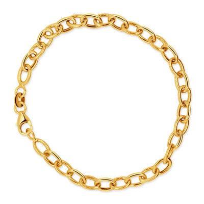 DOVES 14K Yellow Gold Textured Oval Bracelet