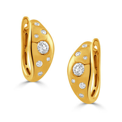 DOVES 18K Yellow Gold Diamond Earrings
