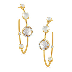 DOVES 18K Yellow Gold Diamond and Mother of Pearl Earrings