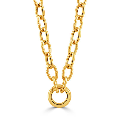 DOVES 14K Yellow Gold Textured Oval Chain