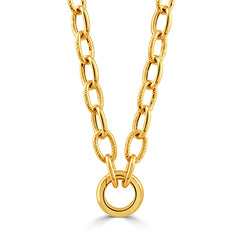 DOVES 14K Yellow Gold Textured Oval Chain