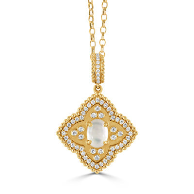 Dove's - 18K YG Diamond Pendant with White Mother of Pearl