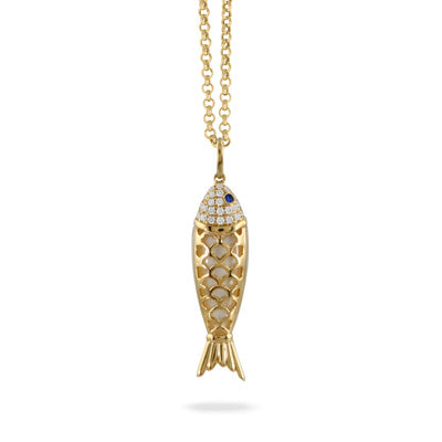 DOVES 18K Yellow Gold Diamond "Fish" Pendant