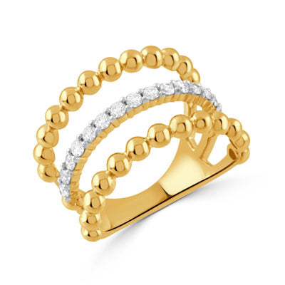 DOVES 18K Yellow Gold "Bizantine" Diamond Ring