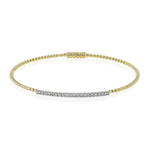 Simon G - 18K YG Beaded Bangle with Diamonds