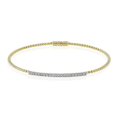 Simon G - 18K YG Beaded Bangle with Diamonds