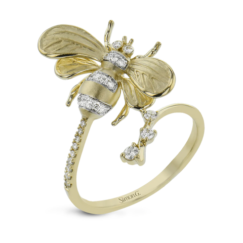 Simon G - 18K YG Bee Fashion Ring with Diamonds