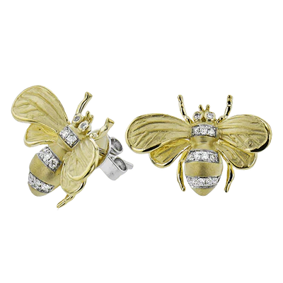 Simon G - 18K YG Bee Stud Earrings with Diamonds