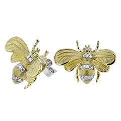 Simon G - 18K YG Bee Stud Earrings with Diamonds