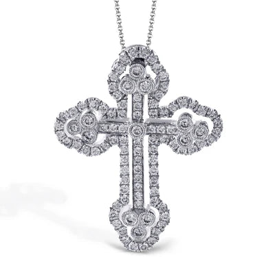 Simon G - Cross Pendant in 18KWG with Diamonds