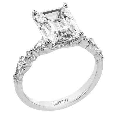 Simon G - Emerald-cut Engagement Ring in 18K Gold with Diamonds