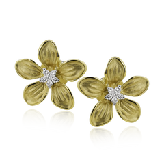 Simon G - 18K 2T Flower Stud Earring with Diamonds