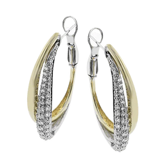 Simon G - 18K 2T Diamond Hoop Earrings