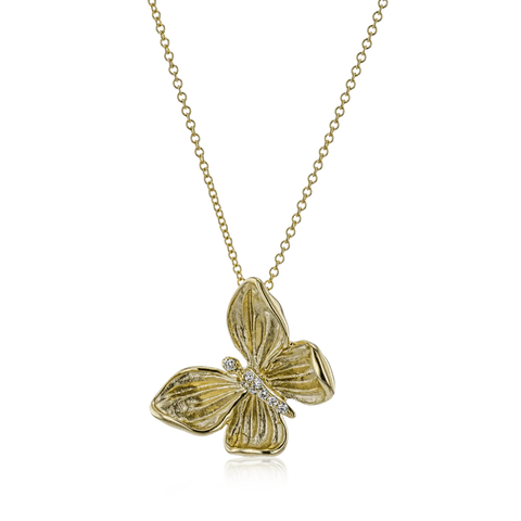 18K YG Diamond Butterfly Pendant