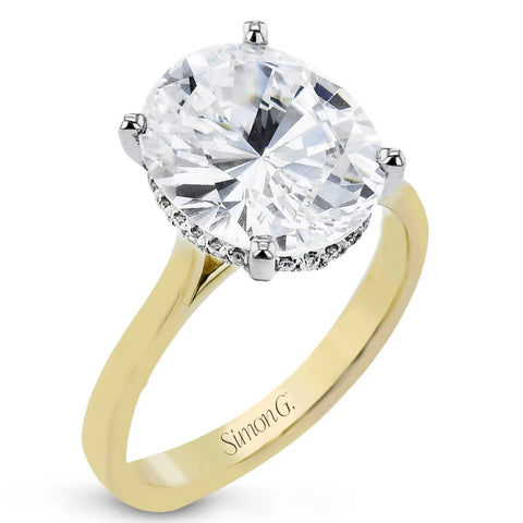 Simon G - Oval-cut Hidden Halo Engagement Ring in 18K Gold with Diamonds
