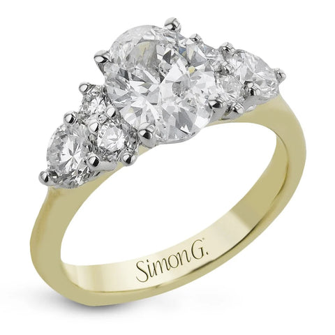 Simon G - Oval-cut Three-stone Engagement Ring in 18K Gold with Diamonds
