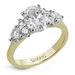 Simon G - Oval-cut Three-stone Engagement Ring in 18K Gold with Diamonds