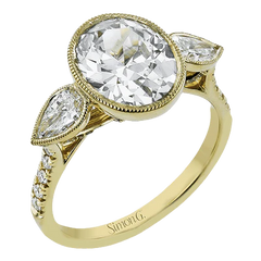Simon G - Oval-cut Three-stone Engagement Ring in 18K Gold with Diamonds