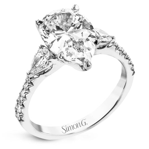 Simon G - Pear-cut Three-stone Engagement Rin in 18K Gold with Diamonds
