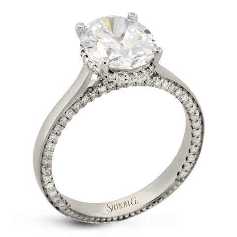 Simon G - Round-cut Hidden Halo Engagement Ring in 18K Gold with Diamonds