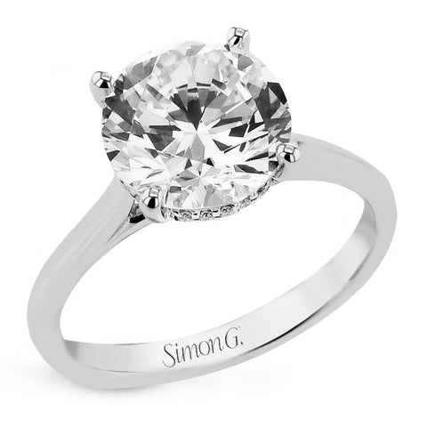 Simon G - Round-cut Hidden Halo Engagement Ring in 18K Gold with Diamonds