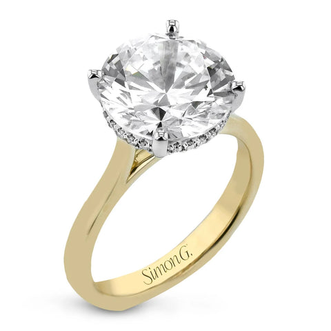 Simon G - Round-cut Hidden Halo Engagement Ring in 18K Gold with Diamonds